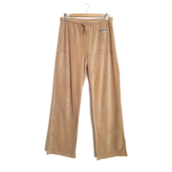 Vtg Boca Tan Velour Track Pants - Picture 1 of 4